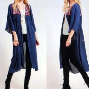 Tassels N Lace Embroidered Open Front Cardigan Size M